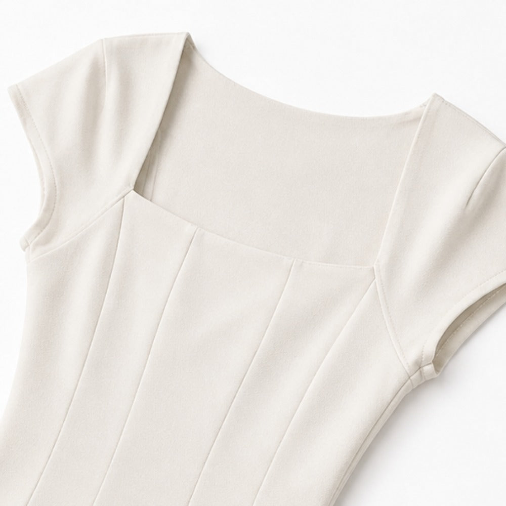 Aurelia Square-Neck Midi Dress, close-up detail