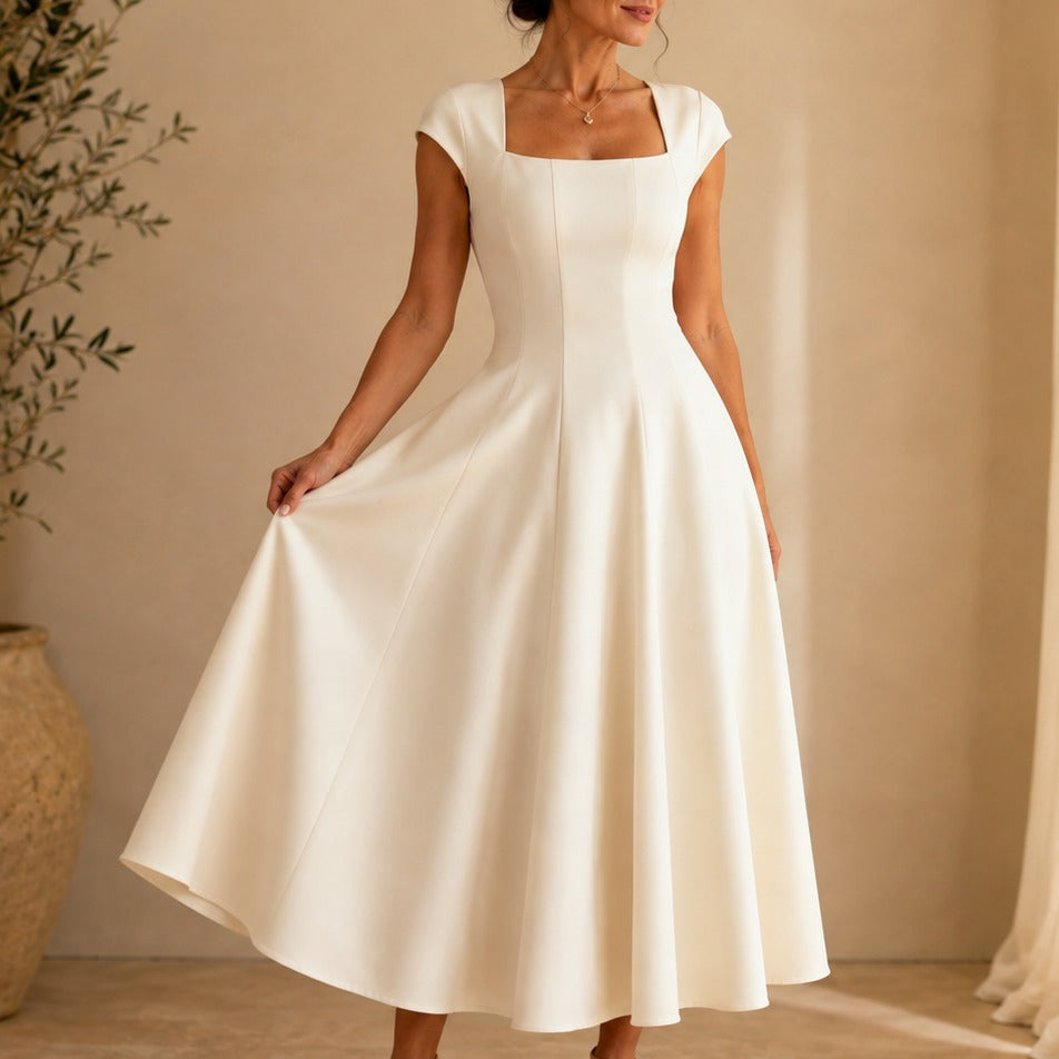 Aurelia Square-Neck Midi Dress, front view