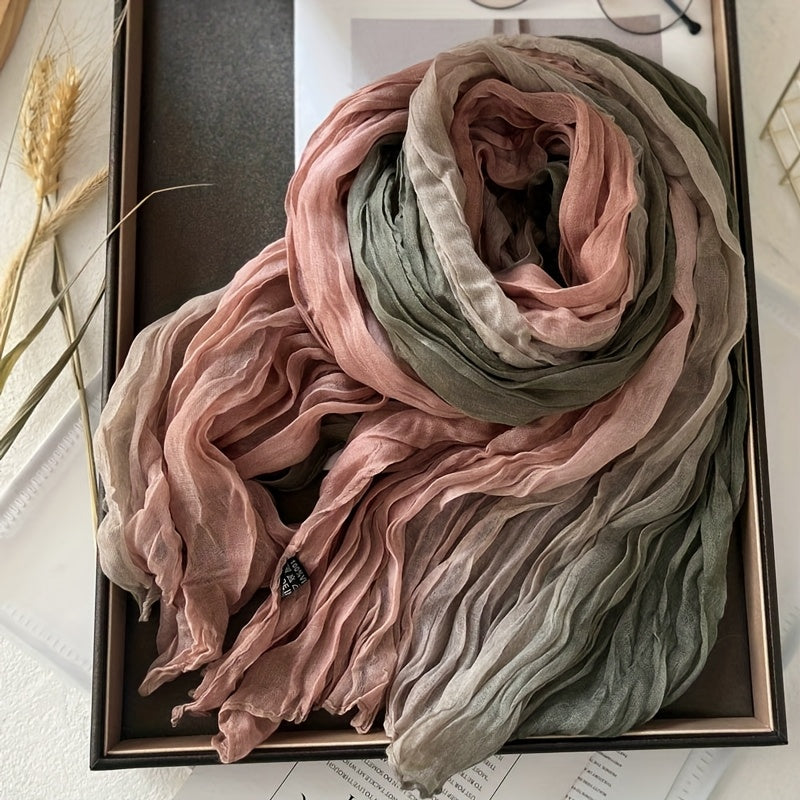 Blythe Pleated Gradient Scarf in Green, product photo