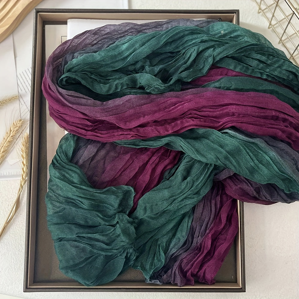 Blythe Pleated Gradient Scarf in Green Purple, product photo