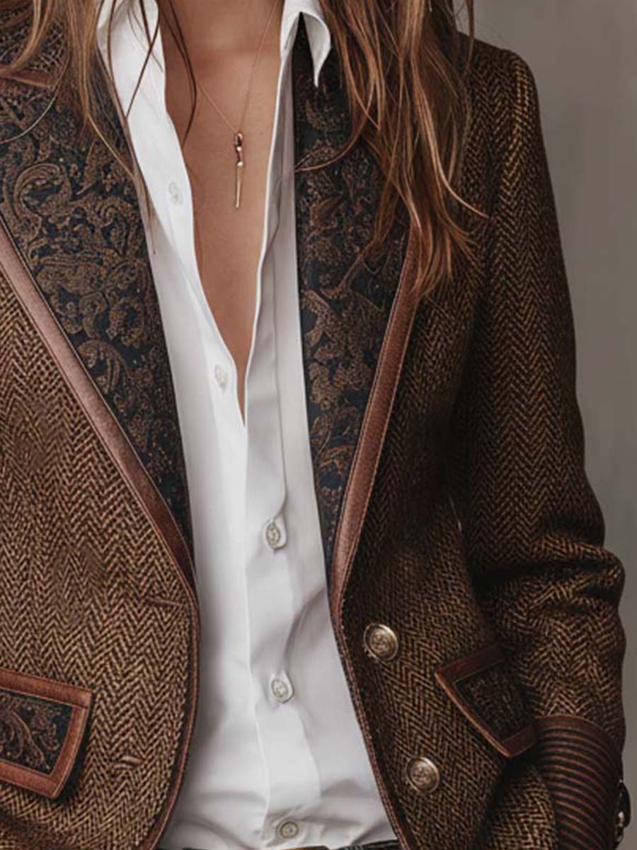 Dorothea Paisley Lapel Blazer, close-up detail 3