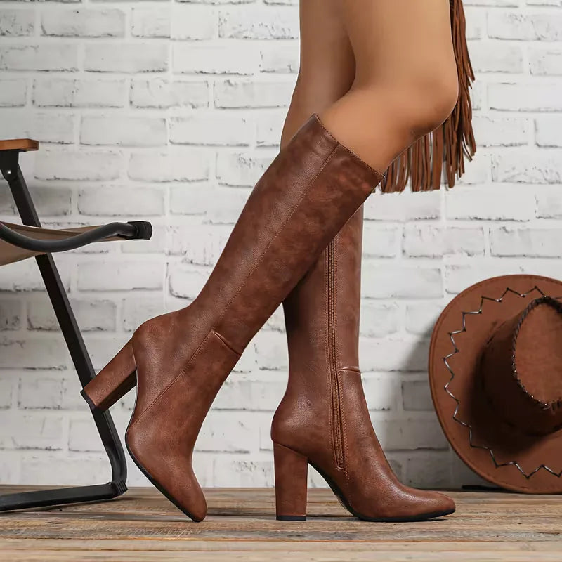 Hattie Block Heel Knee Boots, front view