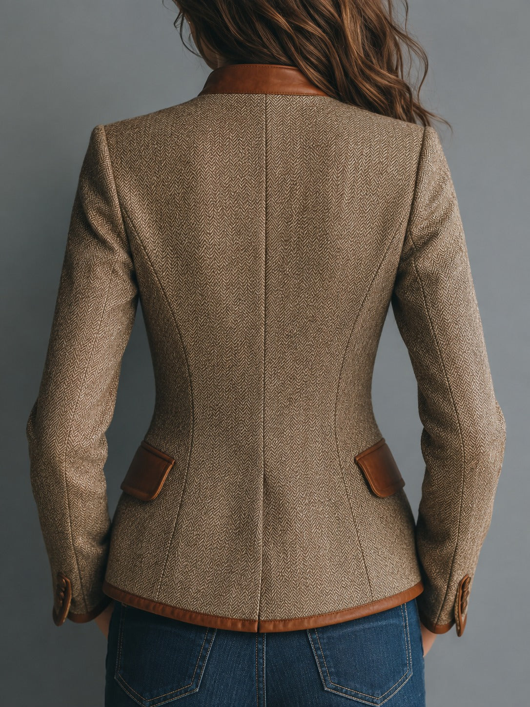 Jocelyn Herringbone Tweed Jacket, back view