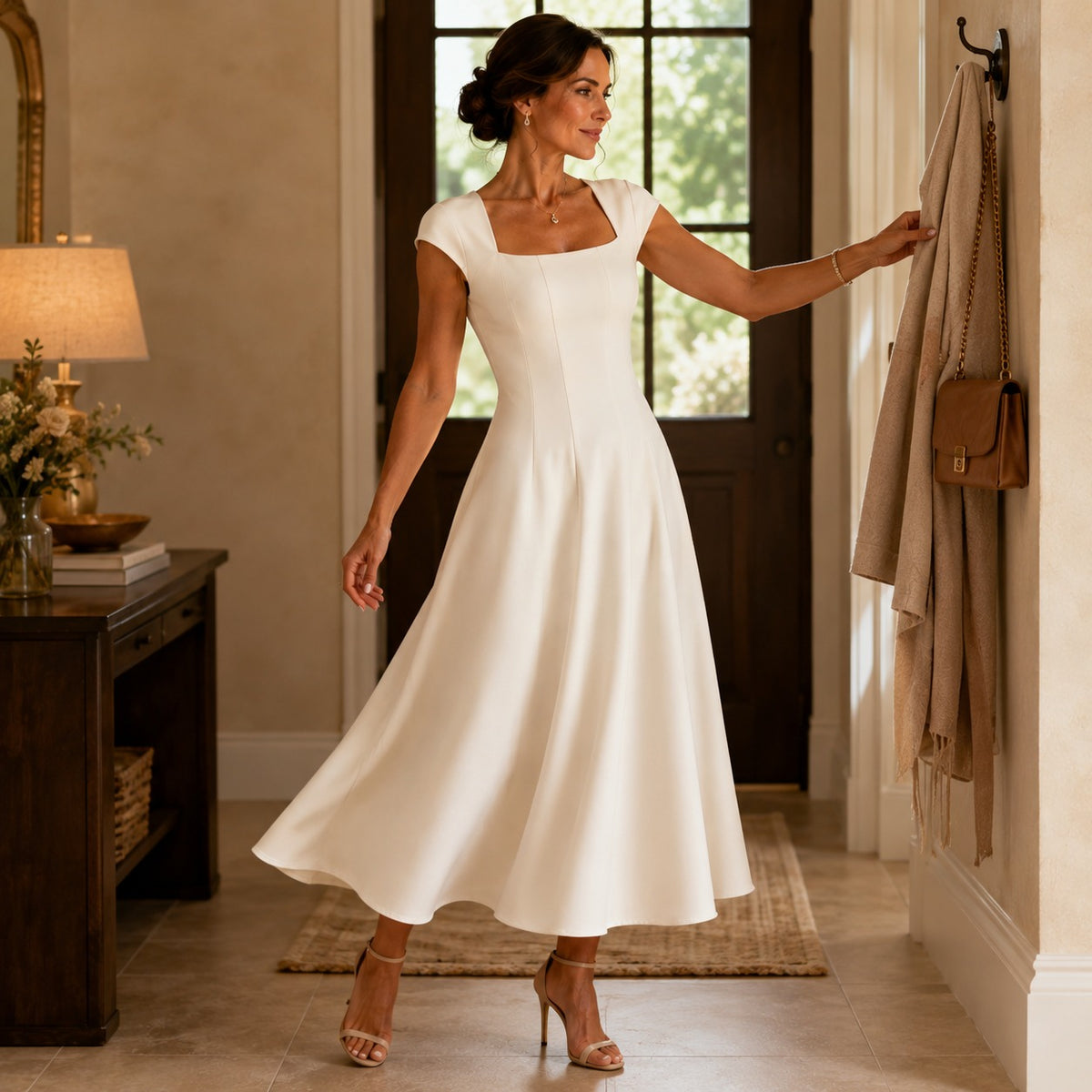 Aurelia Square-Neck Midi Dress, styled look 3
