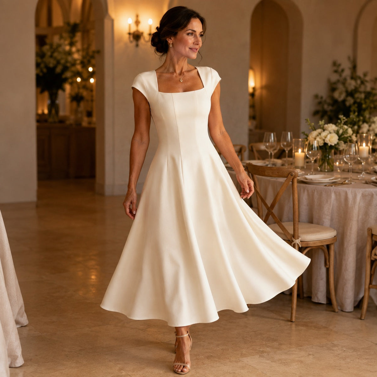 Aurelia Square-Neck Midi Dress, styled look 4
