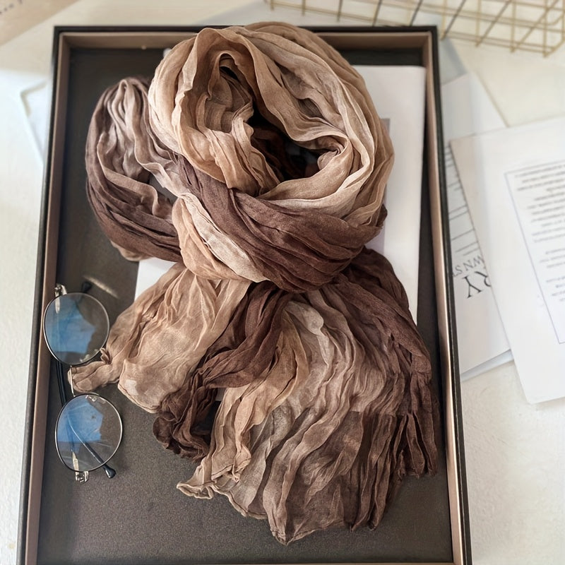 Blythe Pleated Gradient Scarf in Khaki, product photo