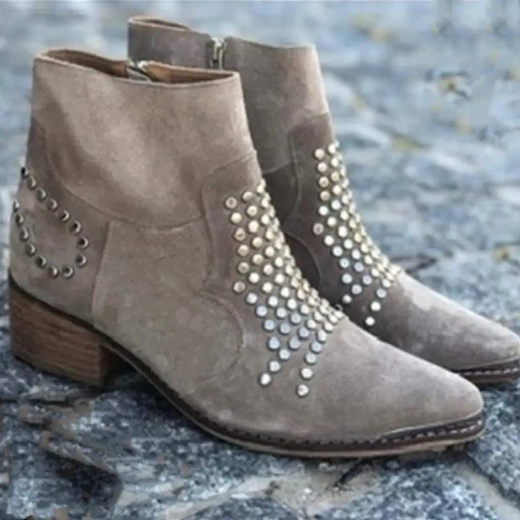 Delphine Studded Ankle Boots, front view 3