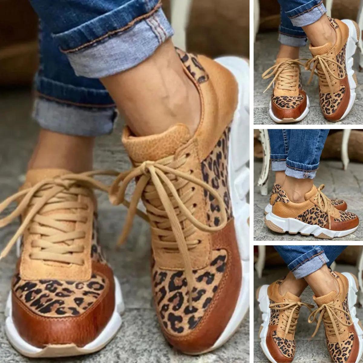 Greer Leopard Chunky Sneakers, front view 2