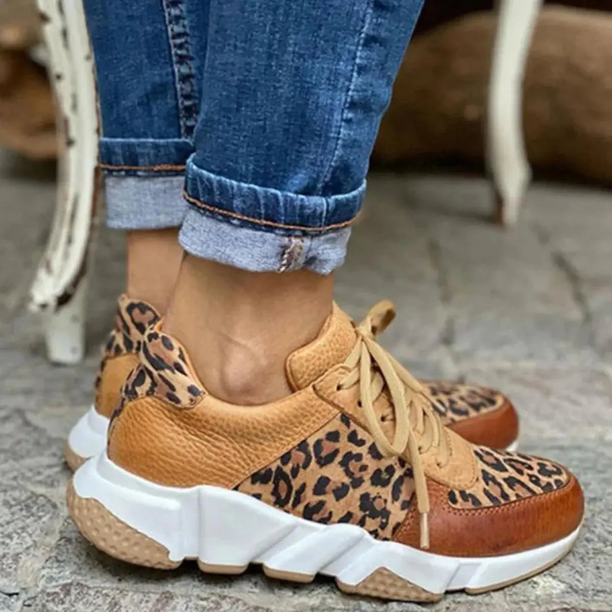 Greer Leopard Chunky Sneakers, front view