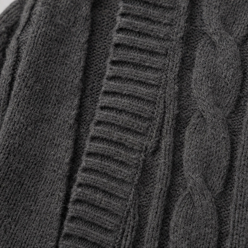 Imogen Hooded Cable-Knit Cardigan, close-up detail 4