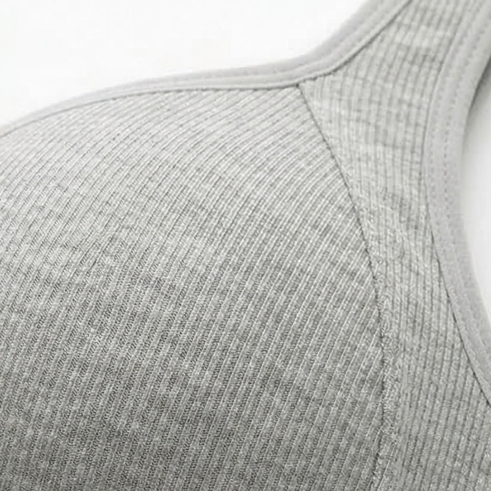 Marlowe Front-Close Ribbed Bra, close-up detail