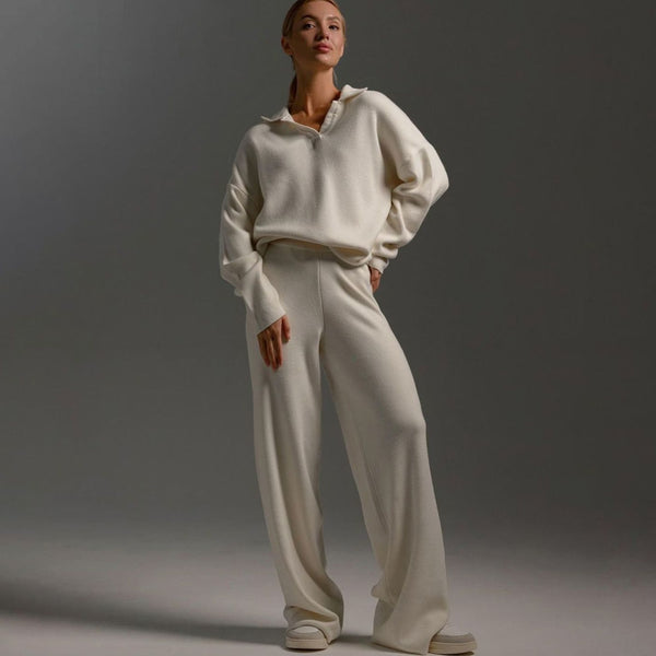 Opal Collared Lounge Set in Beige, front view